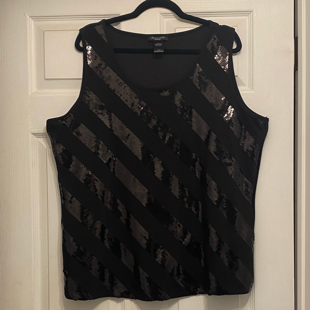 Beautiful Slanted Sequence Tank Top by Notations Woman